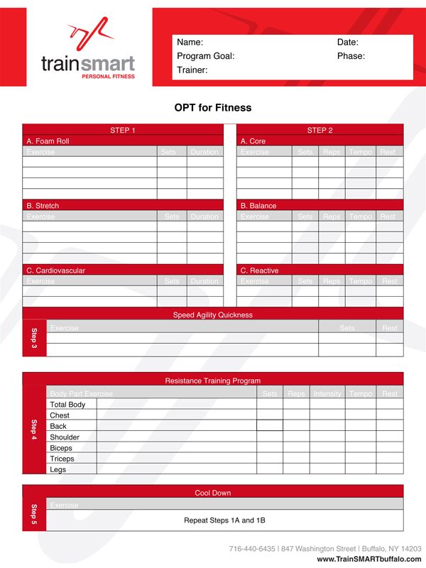 Exercise schedule template